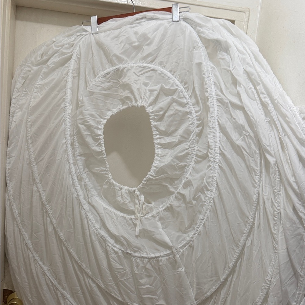 White Canopy Mattress Skirt with Elastic Center Opening